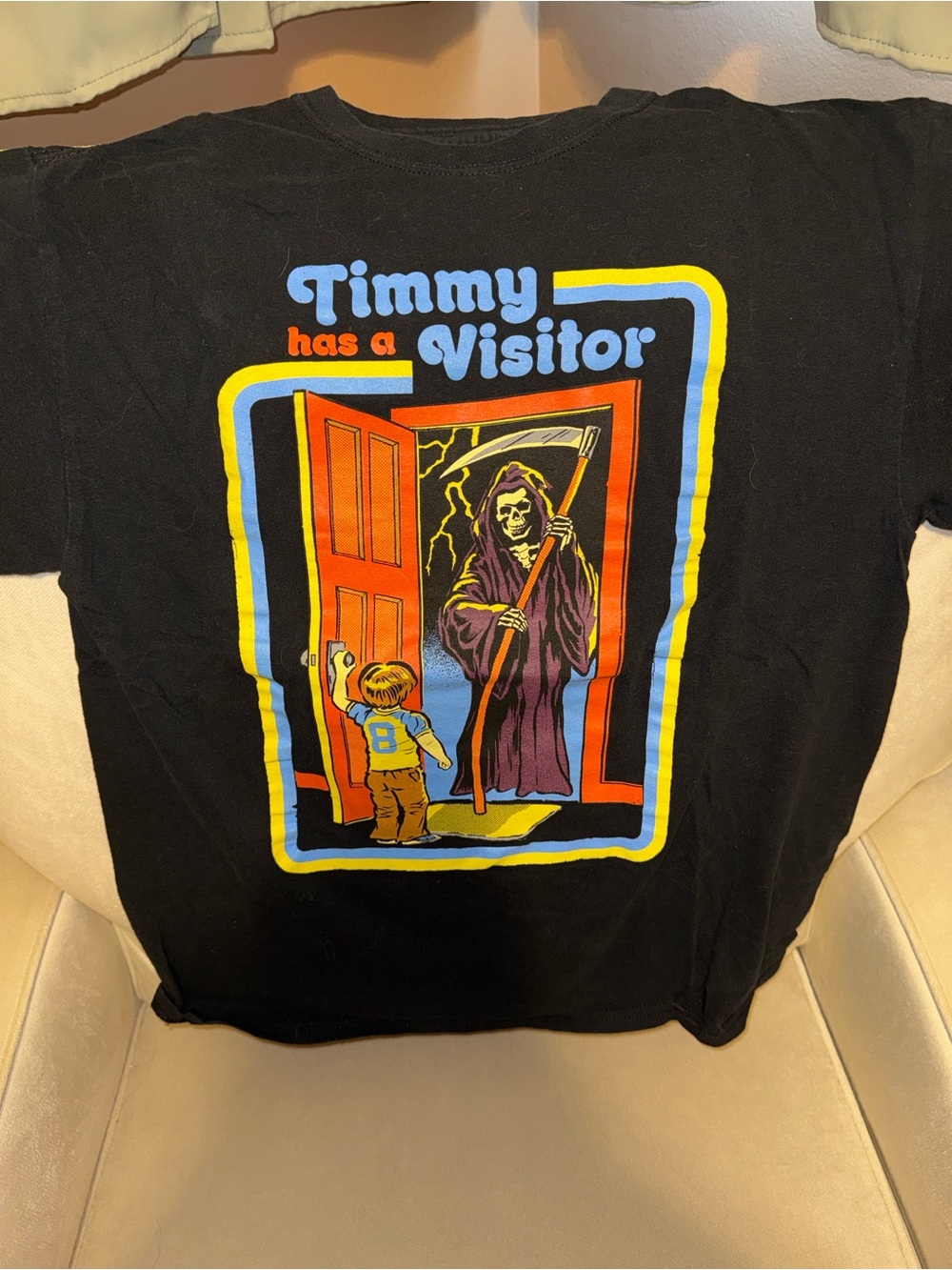 Adult Black Graphic Tee - 'Timmy Has a Visitor'